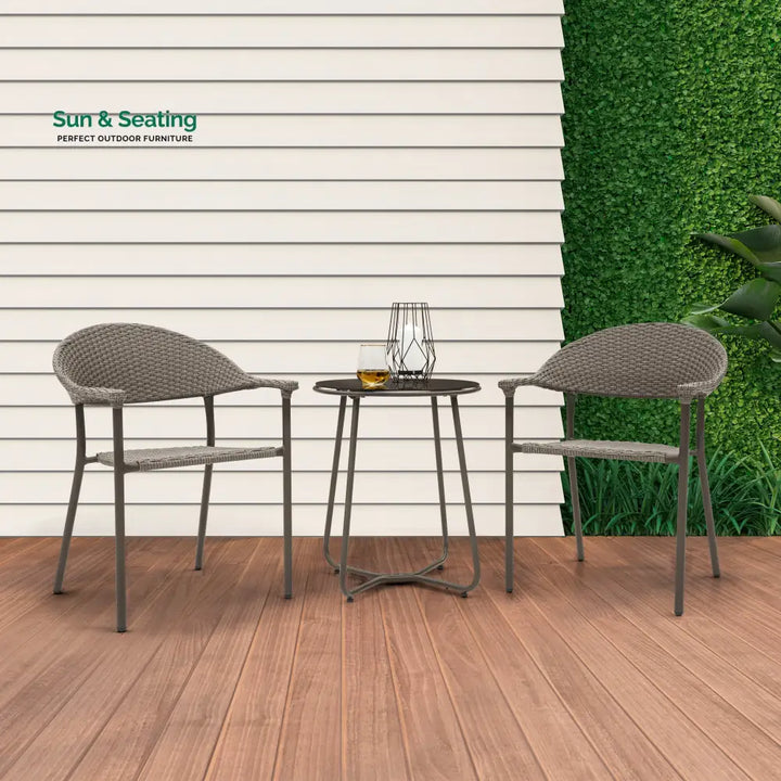 Ulli Outdoor Patio Seating Set 2 Chairs and 1 Table Set (Brown) Coffee Table Sets