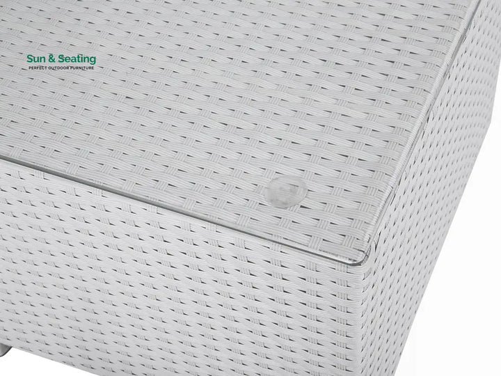 Ulva Outdoor Sofa Set 8 Seater Single Seater and 2 Center Table Set (White + Grey) Sofa Sets