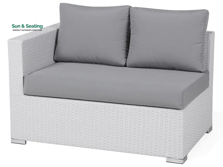 Ulva Outdoor Sofa Set 8 Seater Single Seater and 2 Center Table Set (White + Grey) Sofa Sets