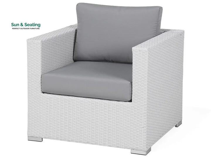 Ulva Outdoor Sofa Set 8 Seater Single Seater and 2 Center Table Set (White + Grey) Sofa Sets