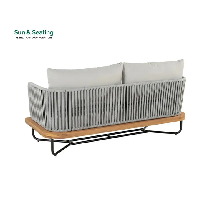 Uma Outdoor 4-Piece Rope Woven Conversation Sofa Set with Wooden Top Table Sofa Set
