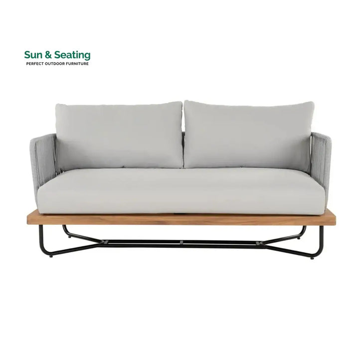 Uma Outdoor 4-Piece Rope Woven Conversation Sofa Set with Wooden Top Table Sofa Set