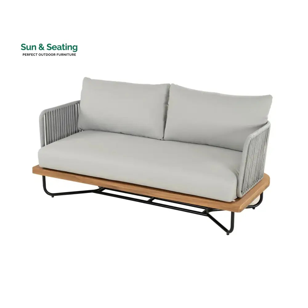 Uma Outdoor 4-Piece Rope Woven Conversation Sofa Set with Wooden Top Table Sofa Set