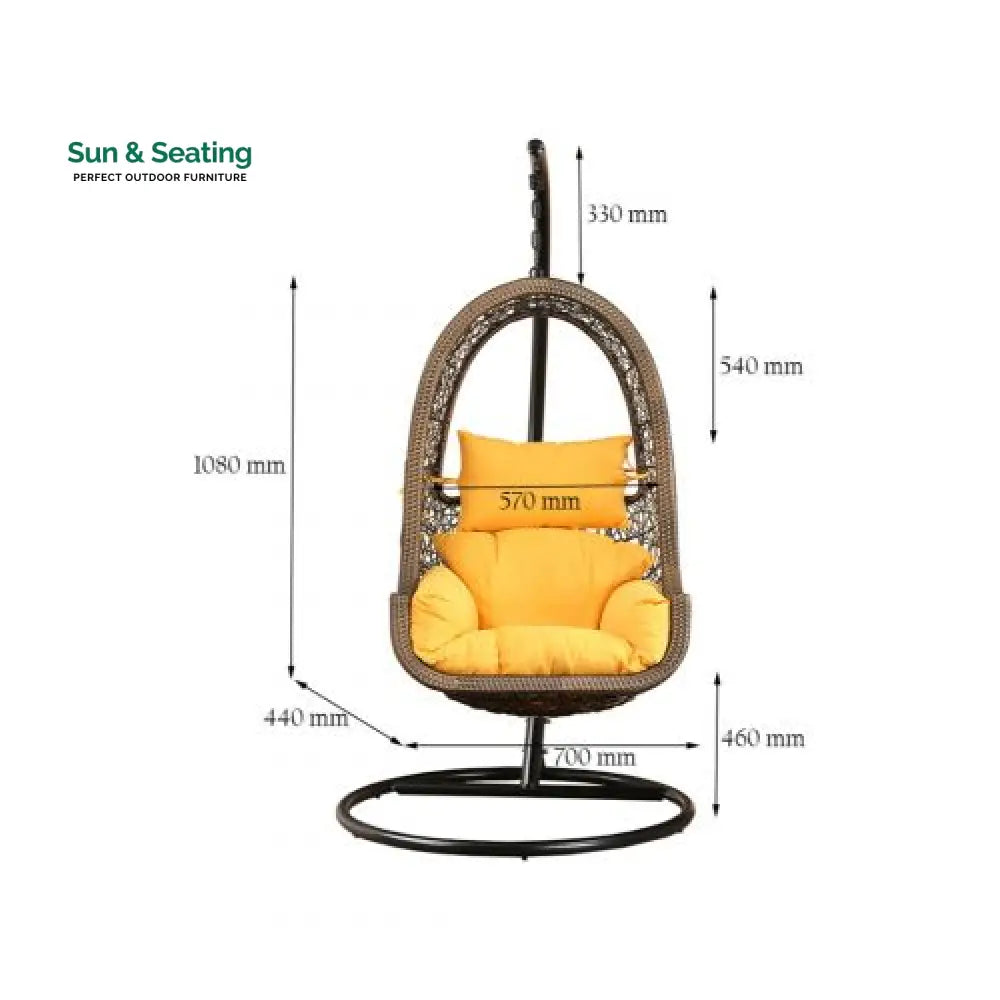 Umberto Single Seater Hanging Swing With Stand For Balcony Garden Swing (Brown) Swings