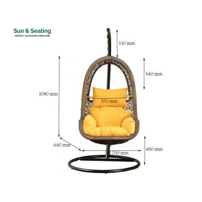 Umberto Single Seater Hanging Swing With Stand For Balcony Garden Swing (Brown) Swings