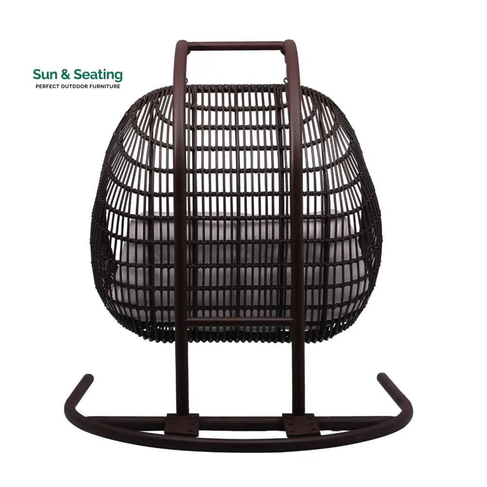 Urbano Double Seater Hanging Swing With Stand For Balcony Garden Swing (Dark Brown) Swings
