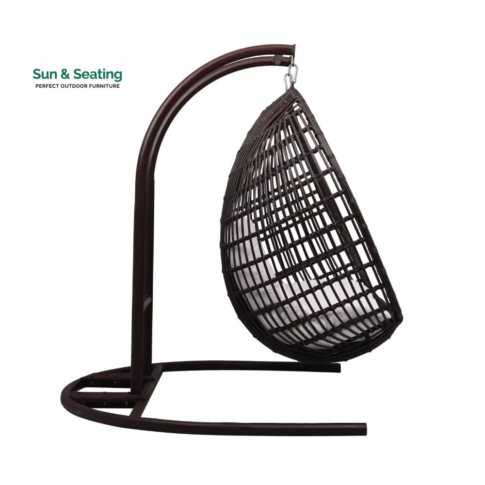 Urbano Double Seater Hanging Swing With Stand For Balcony Garden Swing (Dark Brown) Swings
