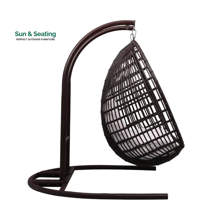 Urbano Double Seater Hanging Swing With Stand For Balcony Garden Swing (Dark Brown) Swings
