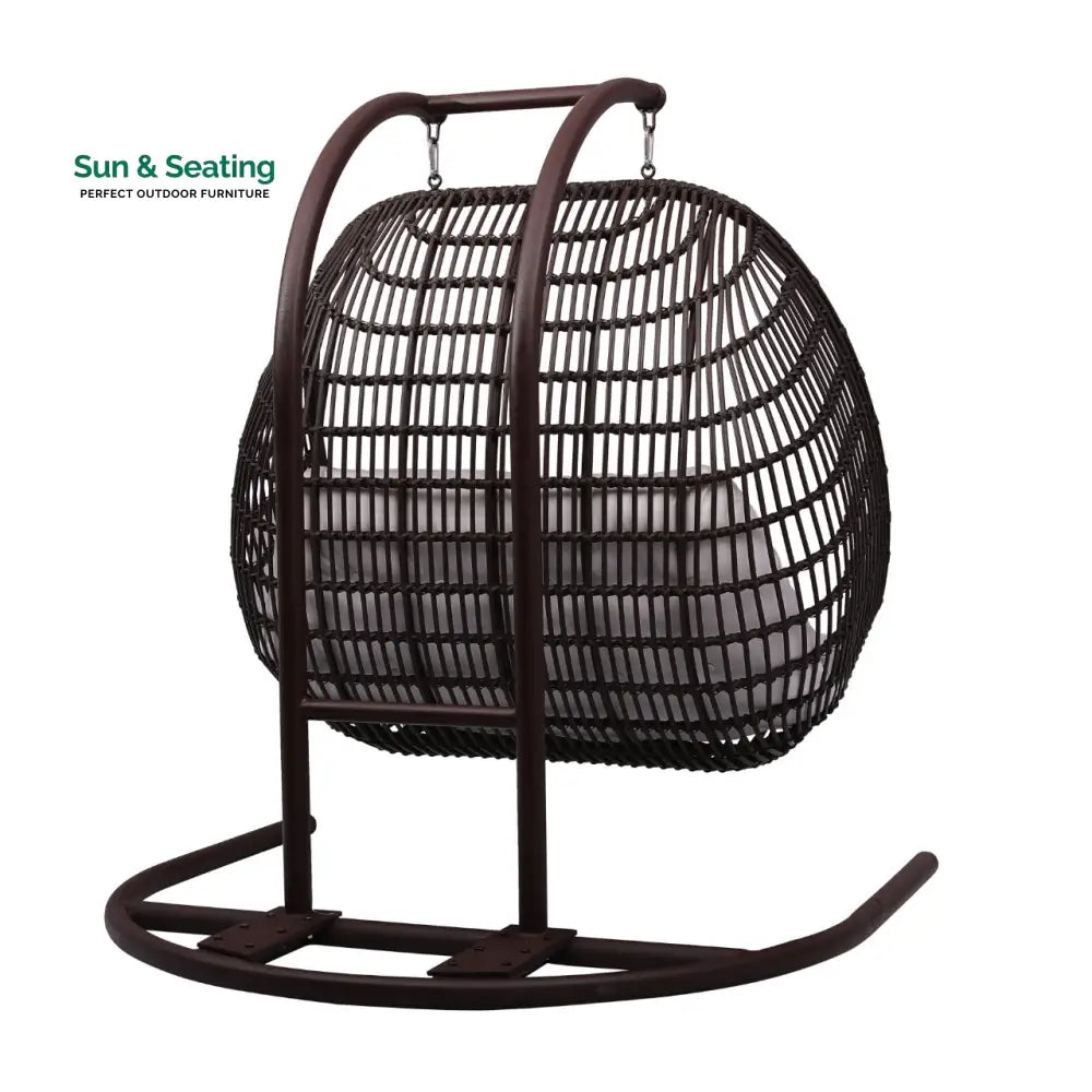 Urbano Double Seater Hanging Swing With Stand For Balcony Garden Swing (Dark Brown) Swings