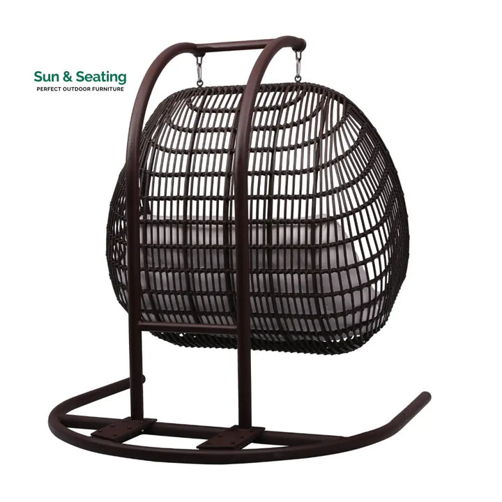 Urbano Double Seater Hanging Swing With Stand For Balcony Garden Swing (Dark Brown) Swings