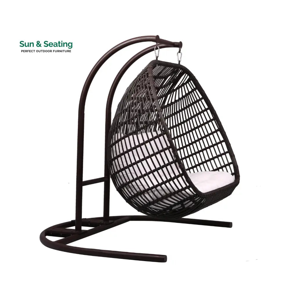 Urbano Double Seater Hanging Swing With Stand For Balcony Garden Swing (Dark Brown) Swings