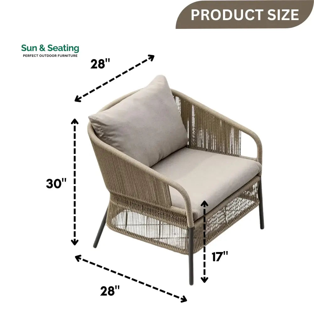 Urvi 2-Piece Outdoor Rope Single Seater Sofa Sofa Set