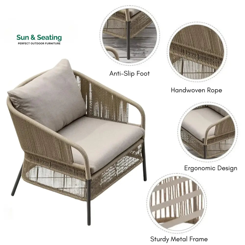 Urvi 2-Piece Outdoor Rope Single Seater Sofa Sofa Set