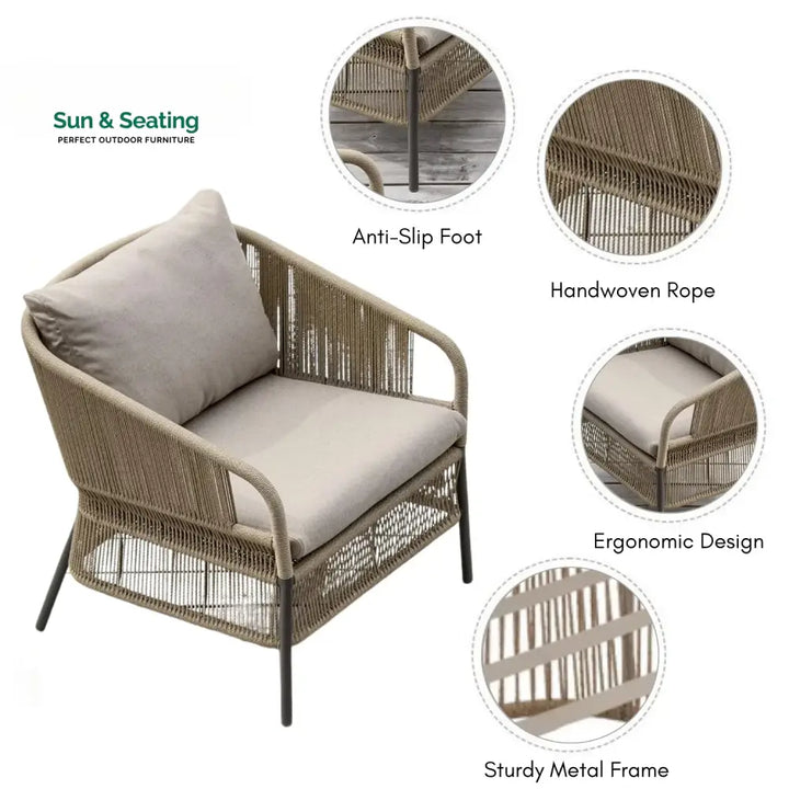 Urvi 2-Piece Outdoor Rope Single Seater Sofa Sofa Set