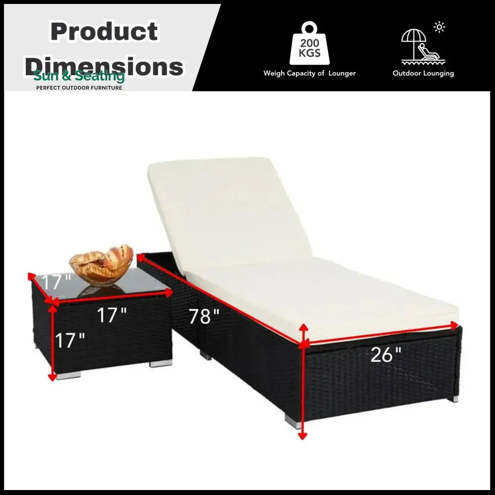 Valkyrie Outdoor Wicker Lounge Chair With Side Table Lounger Set