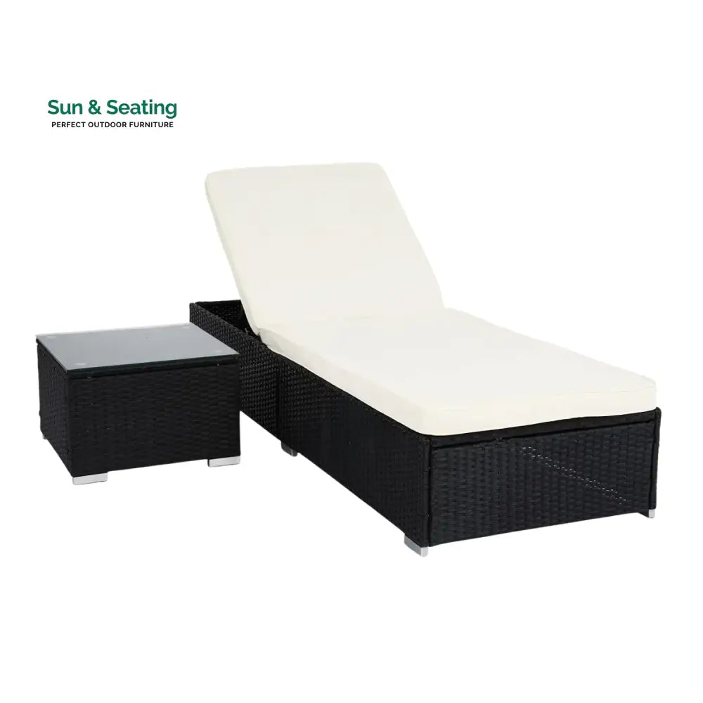 Valkyrie Outdoor Wicker Lounge Chair With Side Table Lounger Set