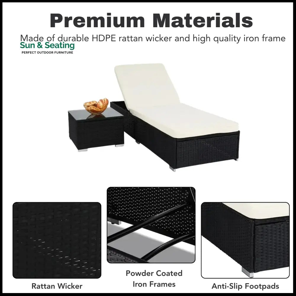 Valkyrie Outdoor Wicker Lounge Chair With Side Table Lounger Set