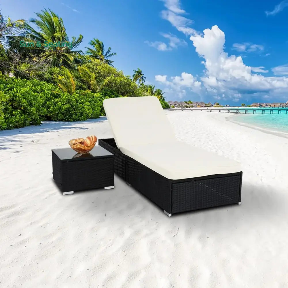 Valkyrie Outdoor Wicker Lounge Chair With Side Table Lounger Set
