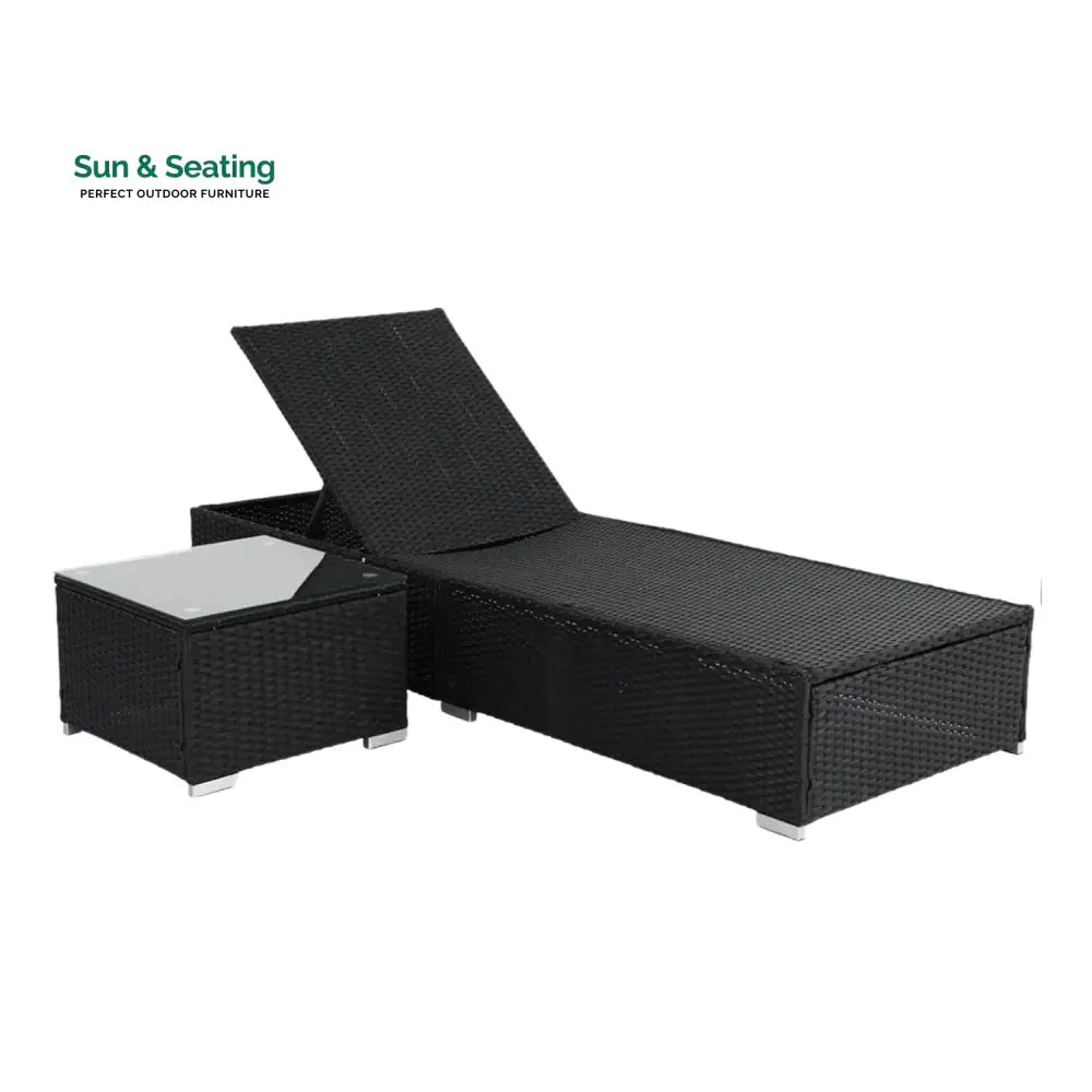 Valkyrie Outdoor Wicker Lounge Chair With Side Table Lounger Set
