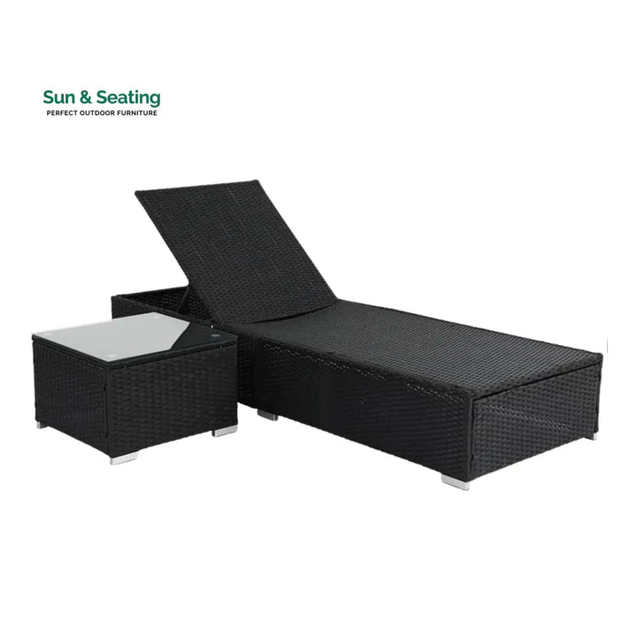 Valkyrie Outdoor Wicker Lounge Chair With Side Table Lounger Set