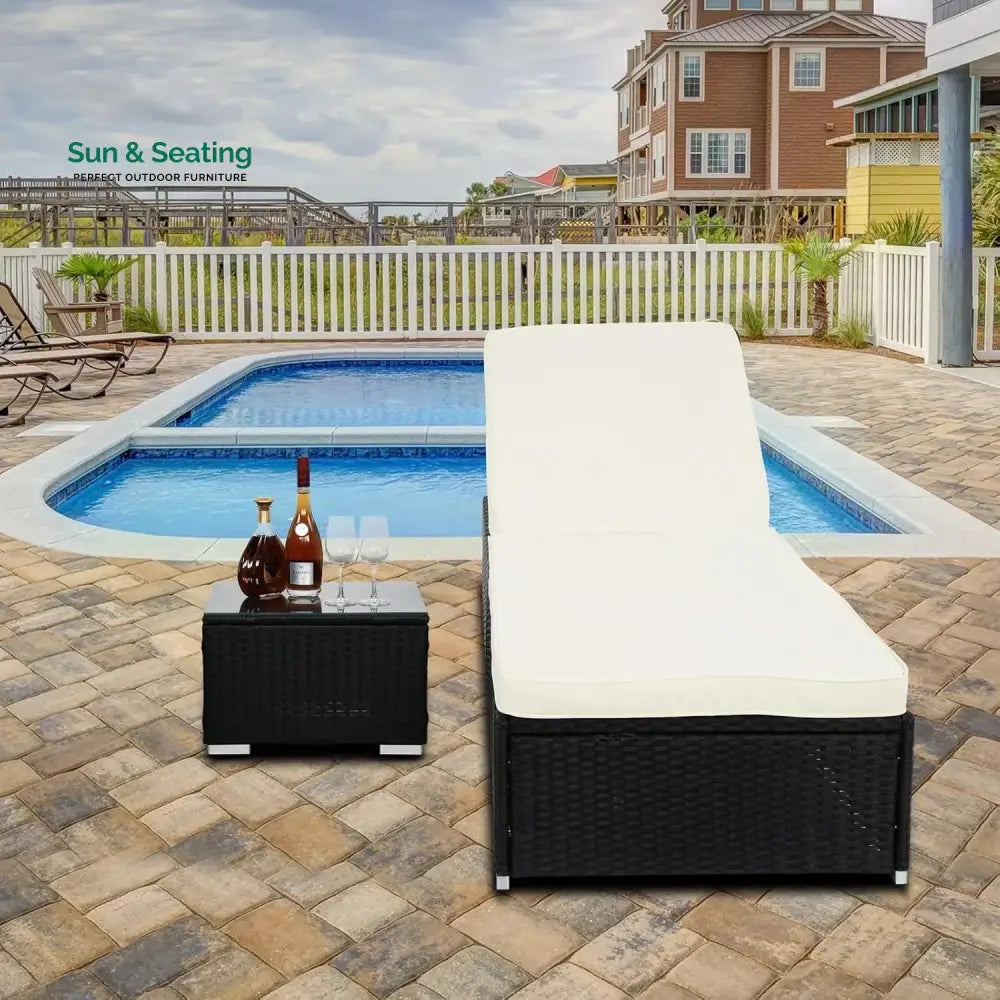 Valkyrie Outdoor Wicker Lounge Chair With Side Table Lounger Set