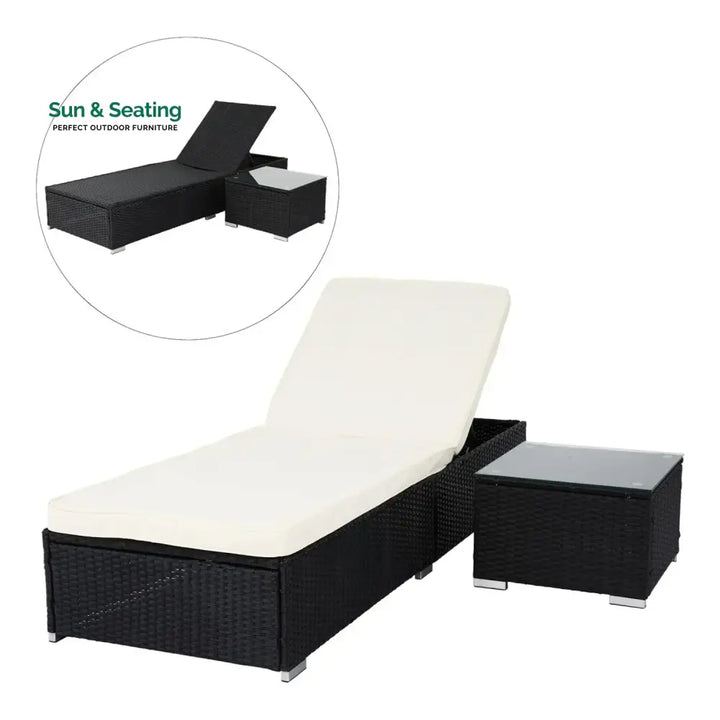 Valkyrie Outdoor Wicker Lounge Chair With Side Table Lounger Set