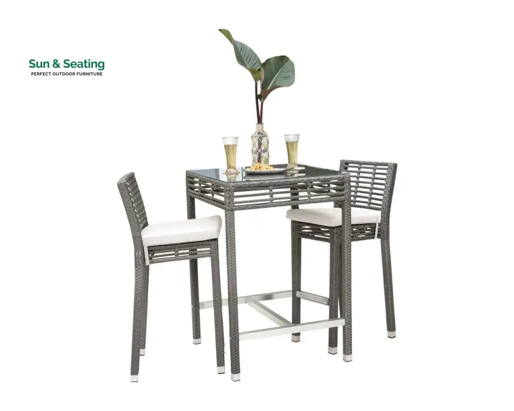 Vanna Outdoor Patio Bar Sets 2 Chairs and 1 Table (Grey) Bar Sets