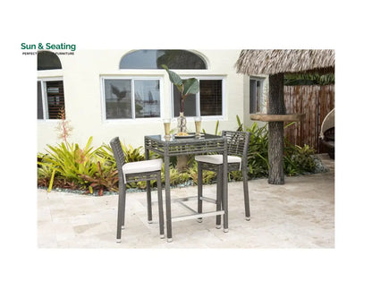 Vanna Outdoor Patio Bar Sets 2 Chairs and 1 Table (Grey) Bar Sets