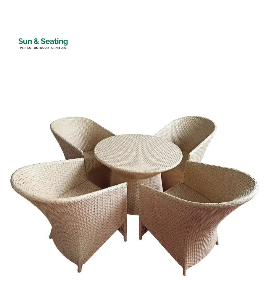 Vava Outdoor Patio Seating Set 4 Chairs and 1 Table Set (Cream) Coffee Table Sets