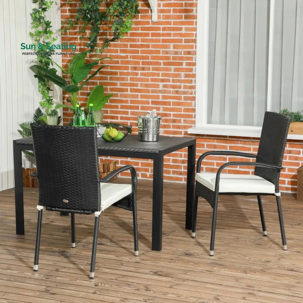 Vedika 2-Piece Outdoor Rattan Wicker Patio Dining Chairs Dinning Chairs