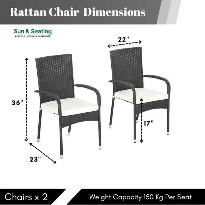 Vedika 2-Piece Outdoor Rattan Wicker Patio Dining Chairs Dinning Chairs