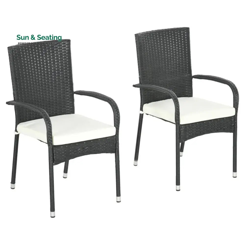Vedika 2-Piece Outdoor Rattan Wicker Patio Dining Chairs Dinning Chairs