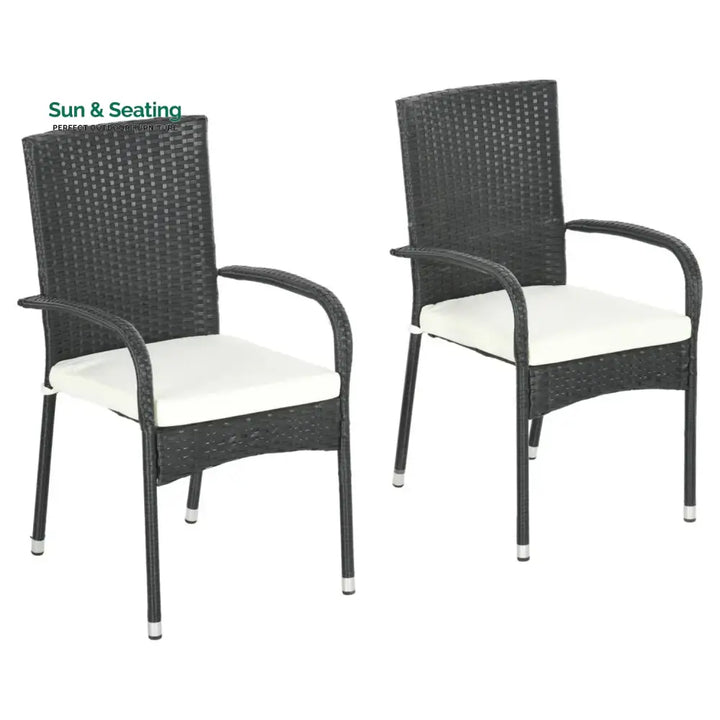 Vedika 2-Piece Outdoor Rattan Wicker Patio Dining Chairs Dinning Chairs