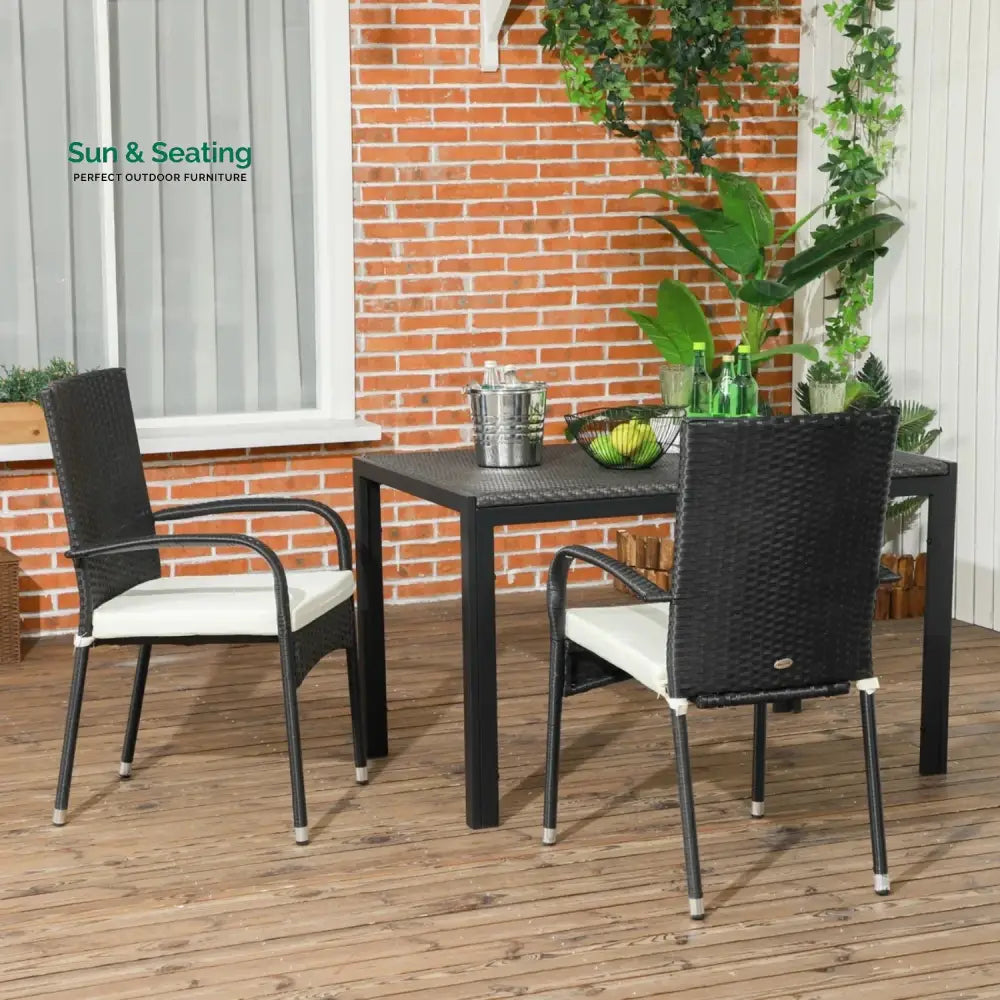 Vedika 2-Piece Outdoor Rattan Wicker Patio Dining Chairs Dinning Chairs