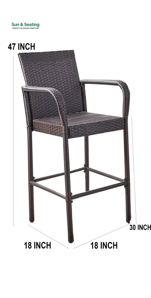 Venezia Outdoor Patio Bar Chair 4 Chairs For Balcony (Brown) Bar Sets