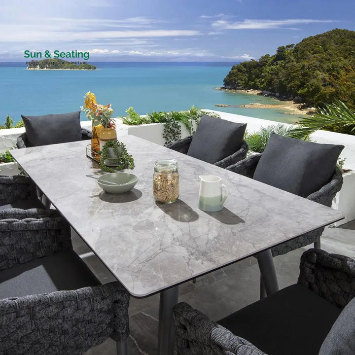 Ventus Outdoor Patio Seating Set 6 Chairs and 1 Table Set (grey) Dining sets