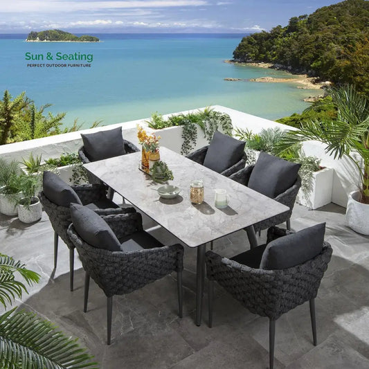 Ventus Outdoor Patio Seating Set 6 Chairs and 1 Table Set (grey) Dining sets