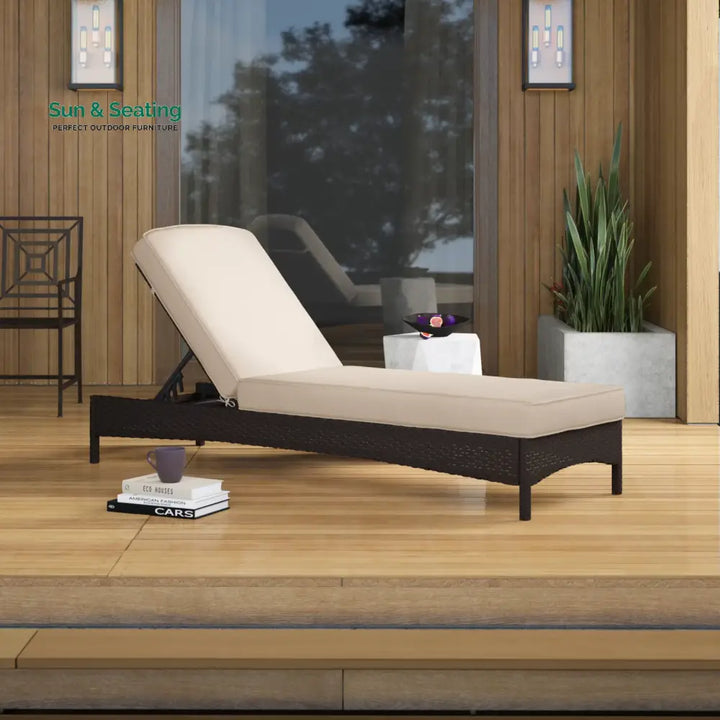Veny Outdoor Swimming Poolside Lounger (Dark Brown) Loungers