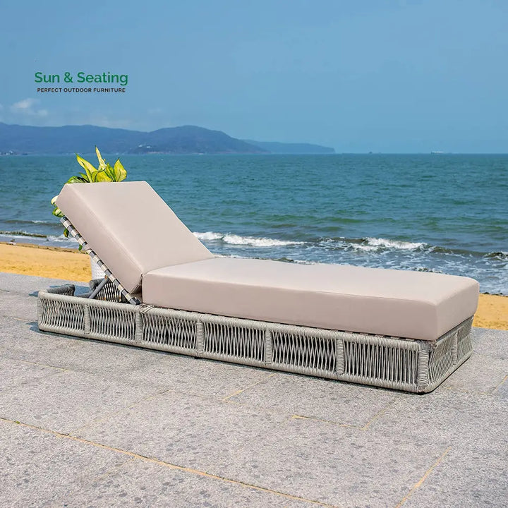 Vera Outdoor Swimming Poolside Lounger (Grey) Braided &amp; Rope Loungers