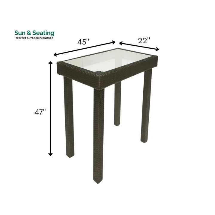 Verena Outdoor Rattan Wicker Bar Glass Top Table Bar Table
