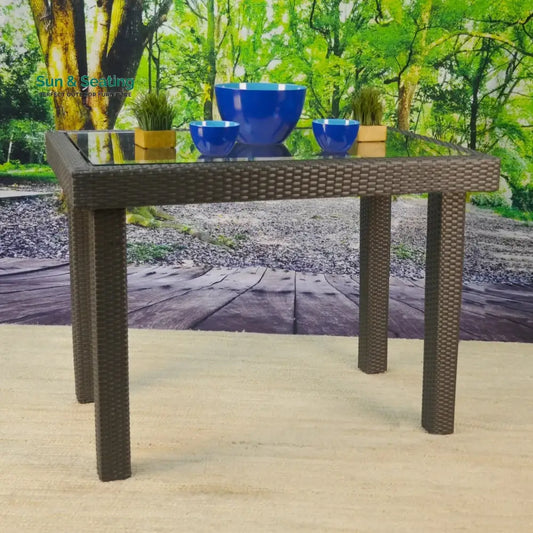 Verena Outdoor Rattan Wicker Bar Glass Top Table Bar Table