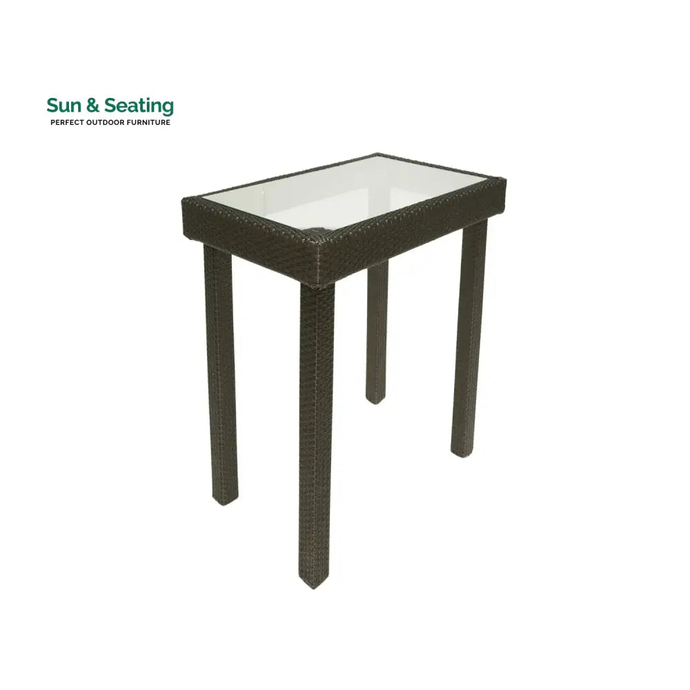 Verena Outdoor Rattan Wicker Bar Glass Top Table Bar Table