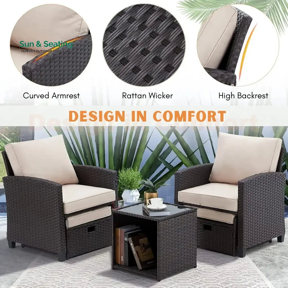 Verónica 5 Piece Outdoor Patio Wicker Furniture Set Patio Sofa Set