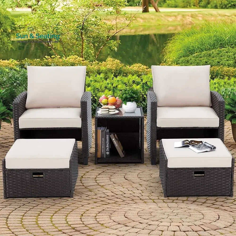 Verónica 5 Piece Outdoor Patio Wicker Furniture Set Patio Sofa Set