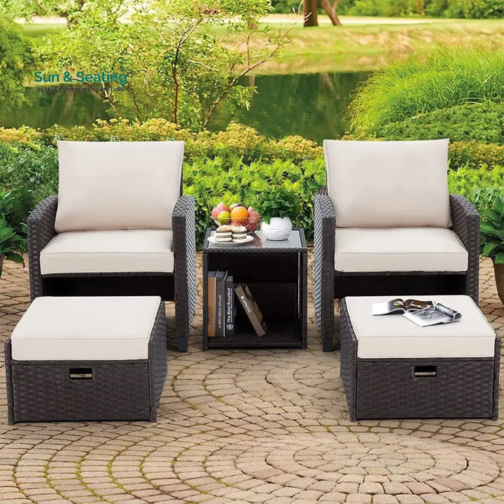 Verónica 5 Piece Outdoor Patio Wicker Furniture Set Patio Sofa Set