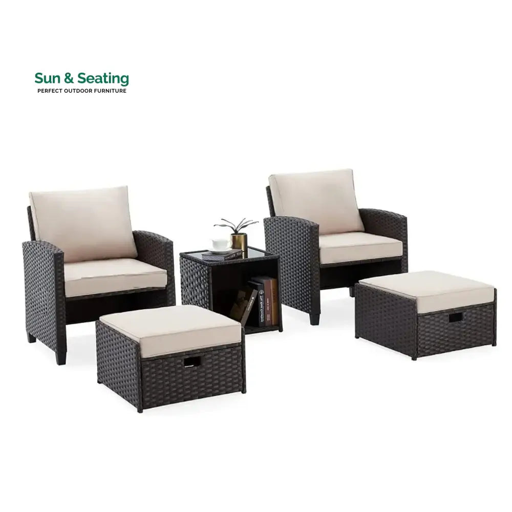 Verónica 5 Piece Outdoor Patio Wicker Furniture Set Patio Sofa Set