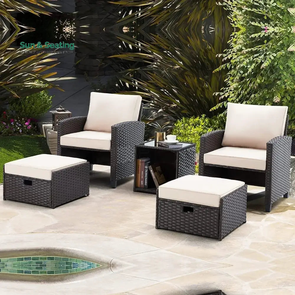 Verónica 5 Piece Outdoor Patio Wicker Furniture Set Patio Sofa Set
