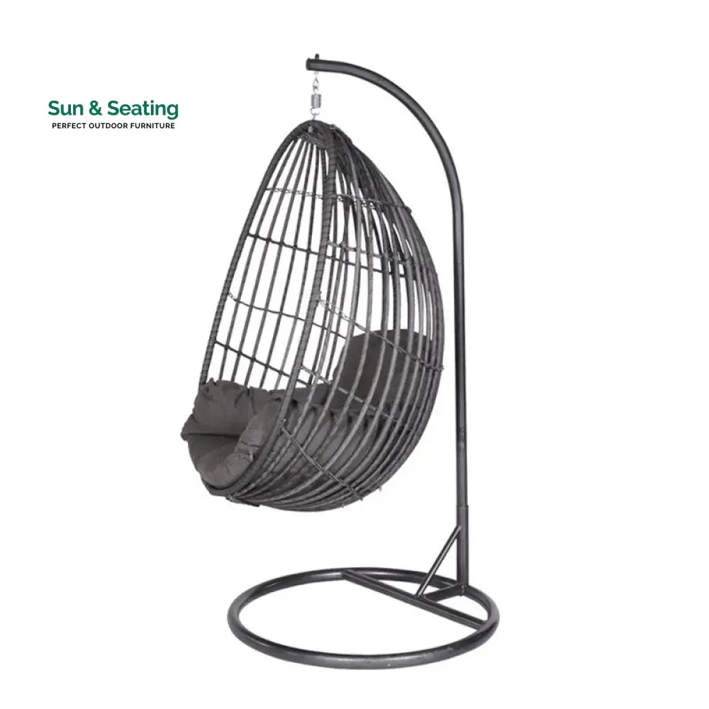 Verratti Single Seater Hanging Swing With Stand For Balcony Garden Swing (Black) Swings