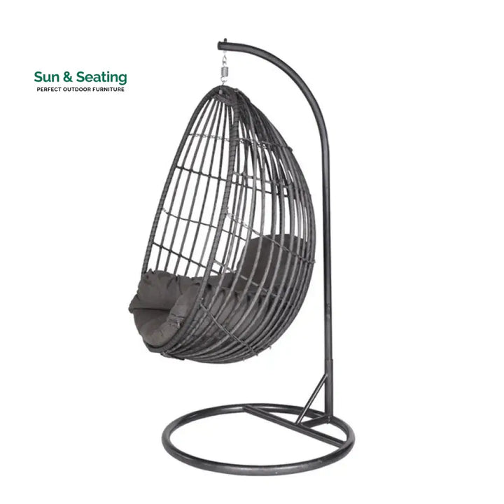 Verratti Single Seater Hanging Swing With Stand For Balcony Garden Swing (Black) Swings