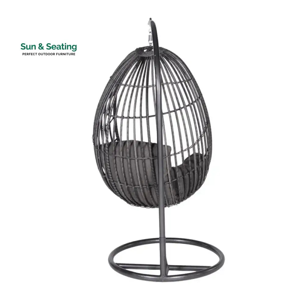 Verratti Single Seater Hanging Swing With Stand For Balcony Garden Swing (Black) Swings